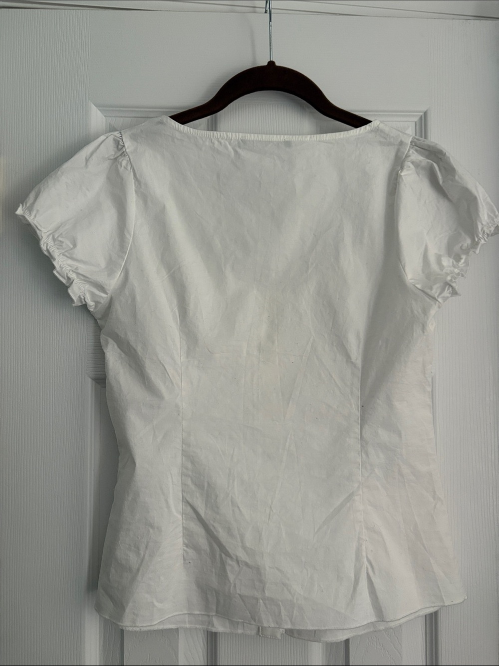 Brandy Melville White Button-Front Square Neck Puff Sleeve Top - Picture 3 of 3